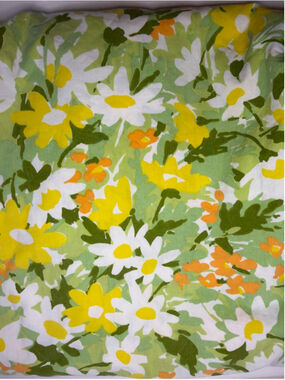 Vintage 70s Mohawk Floral Twin Sheet Set Flat Fitted Yellow Green Daisy Percale